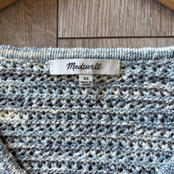 Madewell Open-Stitch Knit Pullover Sweater in Blue Space-Dye Womens XS Boho - Picture 4 of 11